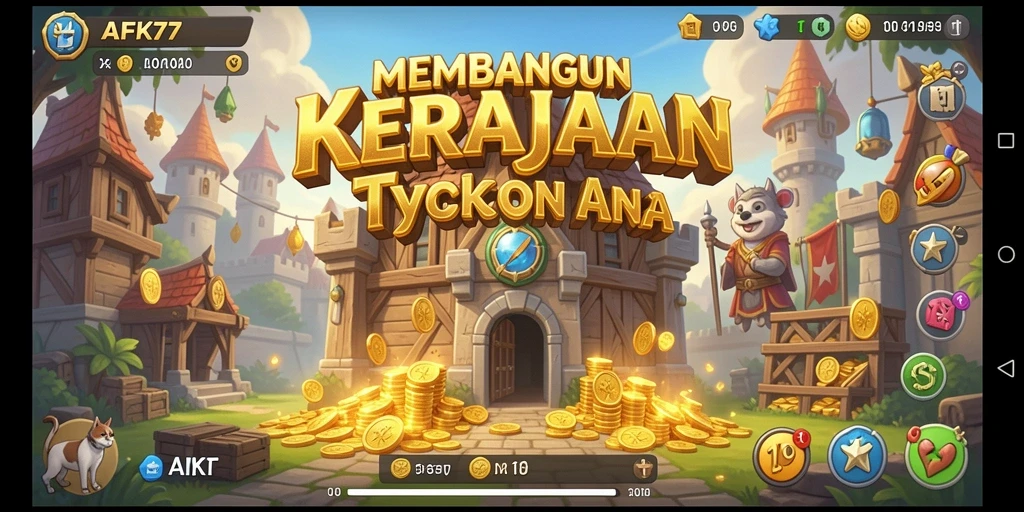 Gameplay AFK77 yang menarik dan interaktif dalam membangun kerajaan Tycoon.