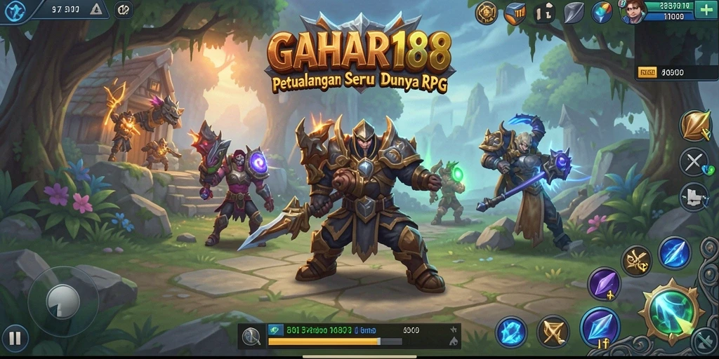 Screenshot gameplay <strong>GAHAR188</strong> menunjukkan pertarungan mendebarkan di dunia fantasi.