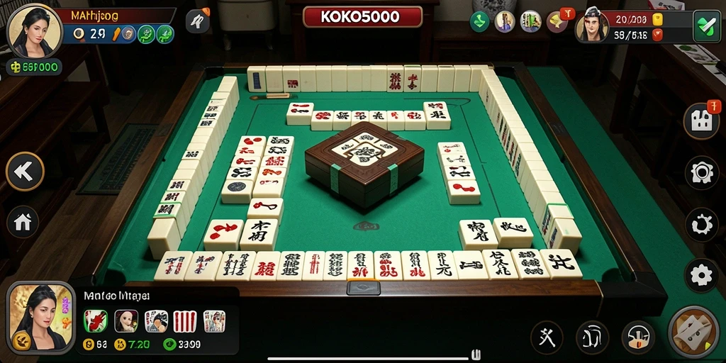 Screenshot KOKO5000 menampilkan aksi seru permainan Mahjong.