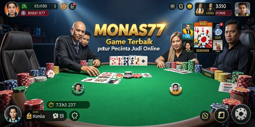 Tampilan gameplay seru di MONAS77 saat bermain Poker.